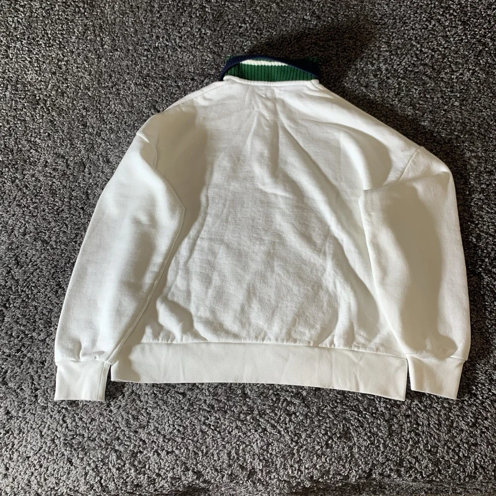 Tory Burch White Polo Sweatshirt with‎ Green and Blue Accents - Picture 3 of 9